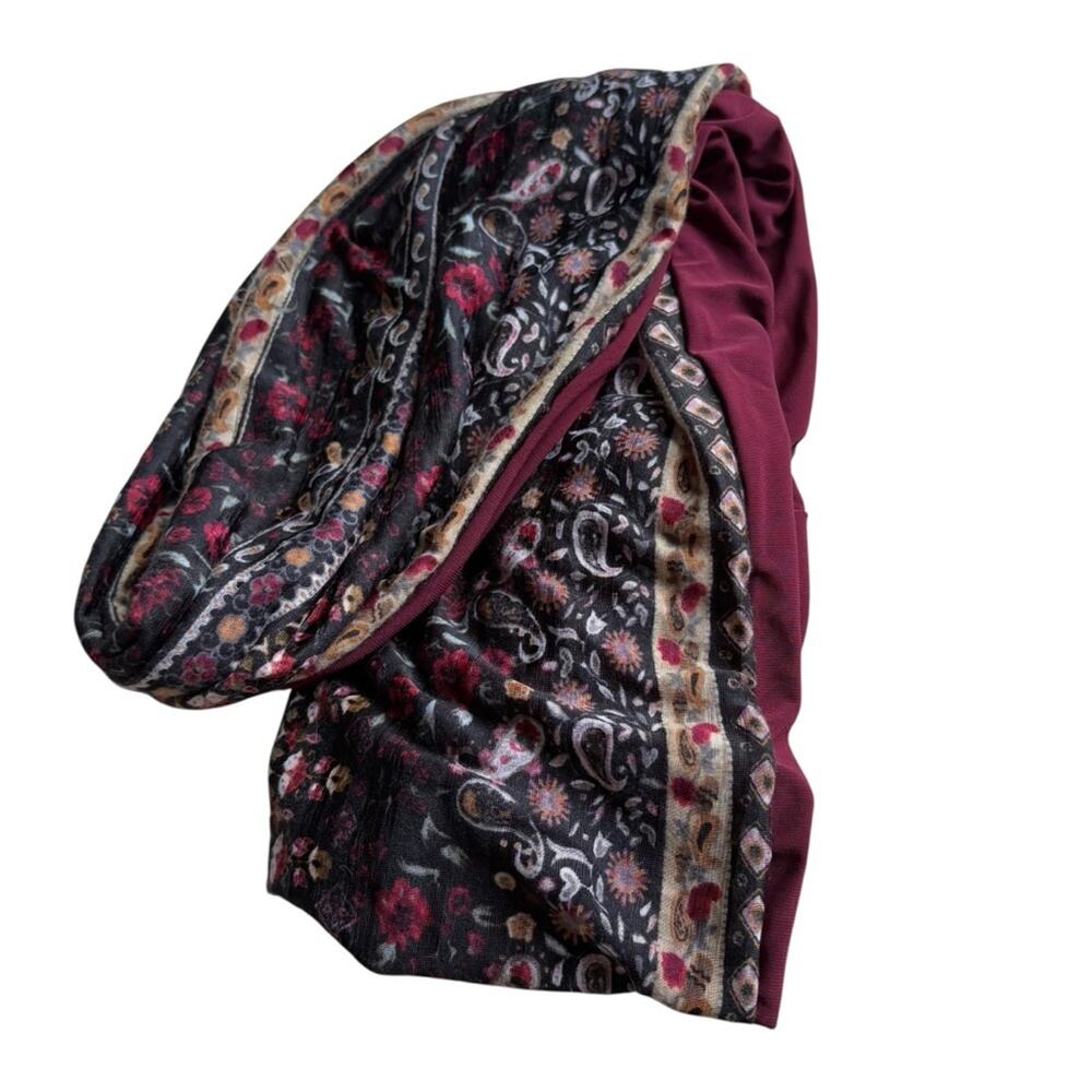Burgundy Floral Patterned Scarf